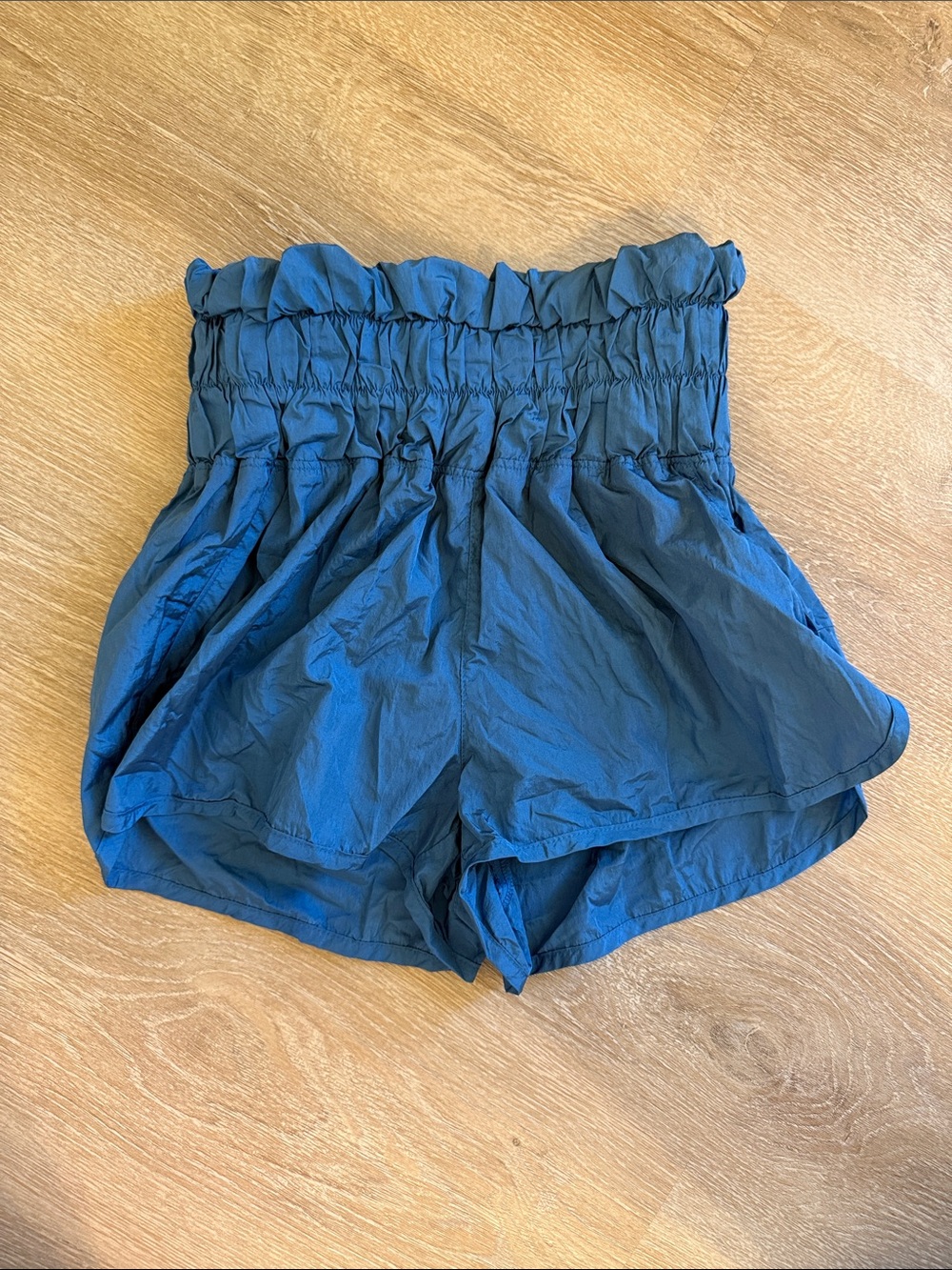 FP Movement by Free People High-Waist Teal Blue Paperbag Shorts